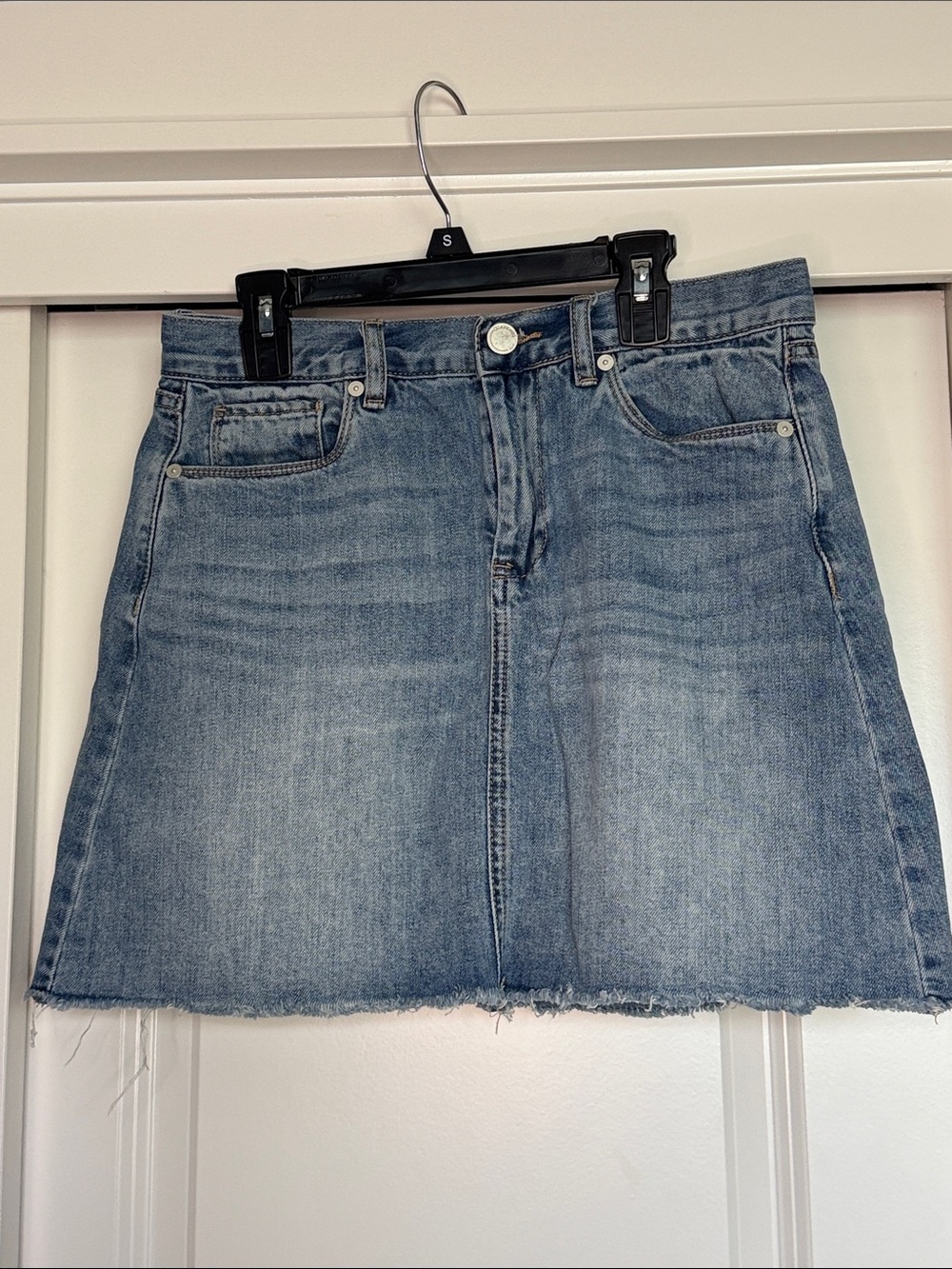 Blank NYC Light Blue Denim A-Line Mini Skirt
